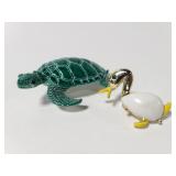Turtle and duck brooch pins