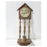 Wood tile inlay wall sconce