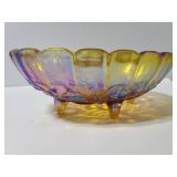 Large footed Carnival glass bowl