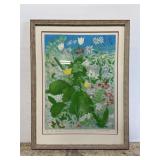 Les Familles large framed watercolor painting