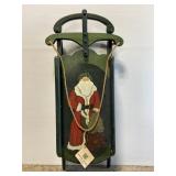 Wood painted washed green Victorian Santa sled