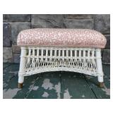 Small antique upholstered wicker stool