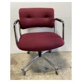 Burgundy & chrome rolling office chair