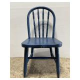 Small blue chippy painted wood childs chair