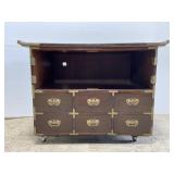 Vintage rolling wood cabinet w/ drawers