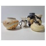 Four pieces of Indian horse hair pottery