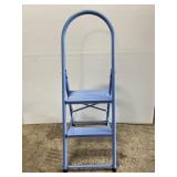 Periwinkle metal folding step ladder