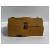 Hand carved split log trinket box w/ leather