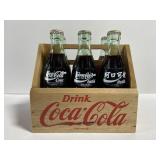 Vintage coca-cola 6 pack in wood caddy