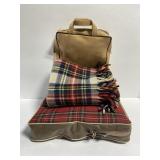 Lot of 2 vintage wool blankets w/ carry cases