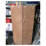 Brown metal garage storage cabinet