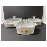 Vintage corning ware wildflower casserole dishes