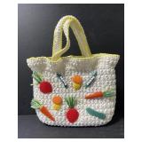 Vintage Magid white straw veggie handbag