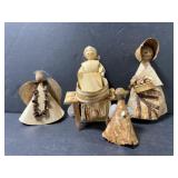 Lot of 4 mini Hawaiian coconut husk figures
