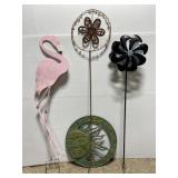 Lot of 4 retro metal yard art pieces