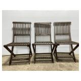 Lot of 3 vintage wood folding chairs