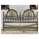 Vintage gold painted wood & metal headboard
