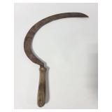 Antique wood handle hand held scythe