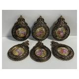 Fragonard vintage brass painted porcelain cameo