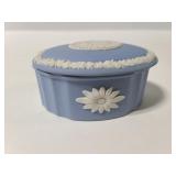 Tiny Wedgewood blue porcelain trinket box