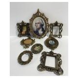 Lot of 8 Italian brass mini photo frames