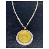 Vintage 1776 gold coin pendant on chain