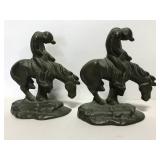 Vintage End of the Trail cast metal Book ends