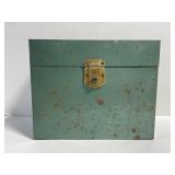 Vintage teal metal record case