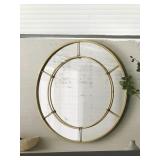 Threshold brass finish round wall mirror