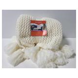 New Opal house tasel trim throw white