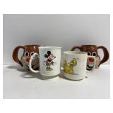 Vintage lot of 4 Nesquik & Disney plastic mugs