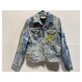 Painted distressed classic rock band Jean jacket