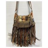 Handmade genuine leather fringe purse