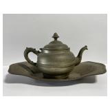 Vintage Rochester brass kettle & serving tray