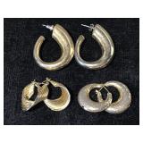 Gold tone hoop earring trio