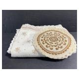Vintage embroidered table cloth & doilie