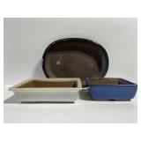 Lot of 3 terra-cotta bird suet feeder trays