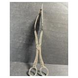 Antique silver plate filigree serving tongs
