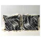 Pair tasseled tropical decorative throw pillows
