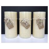 Three Vanilla Pumpkin pillar candles