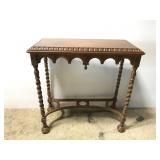 Vintage walnut wood twist leg console wall table