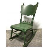 Antique green painted petite rocker chair