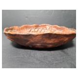 Faux wood carved resin dish