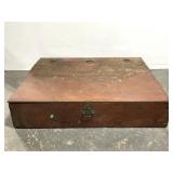 Large old hinged hatch top wooden storage box