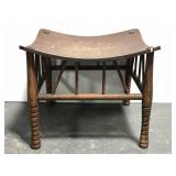 Vintage wooden concave short stool / foot rest