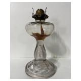 Antique clear glass oil lamp base