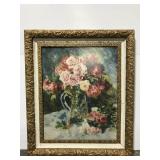 Floral still life art print two tone vintage frame