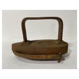 Antique rusty metal iron & trivet
