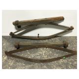 Pair of antique wood and metal runners