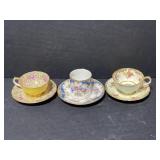 Lot of 3 vintage tea cups & saucers